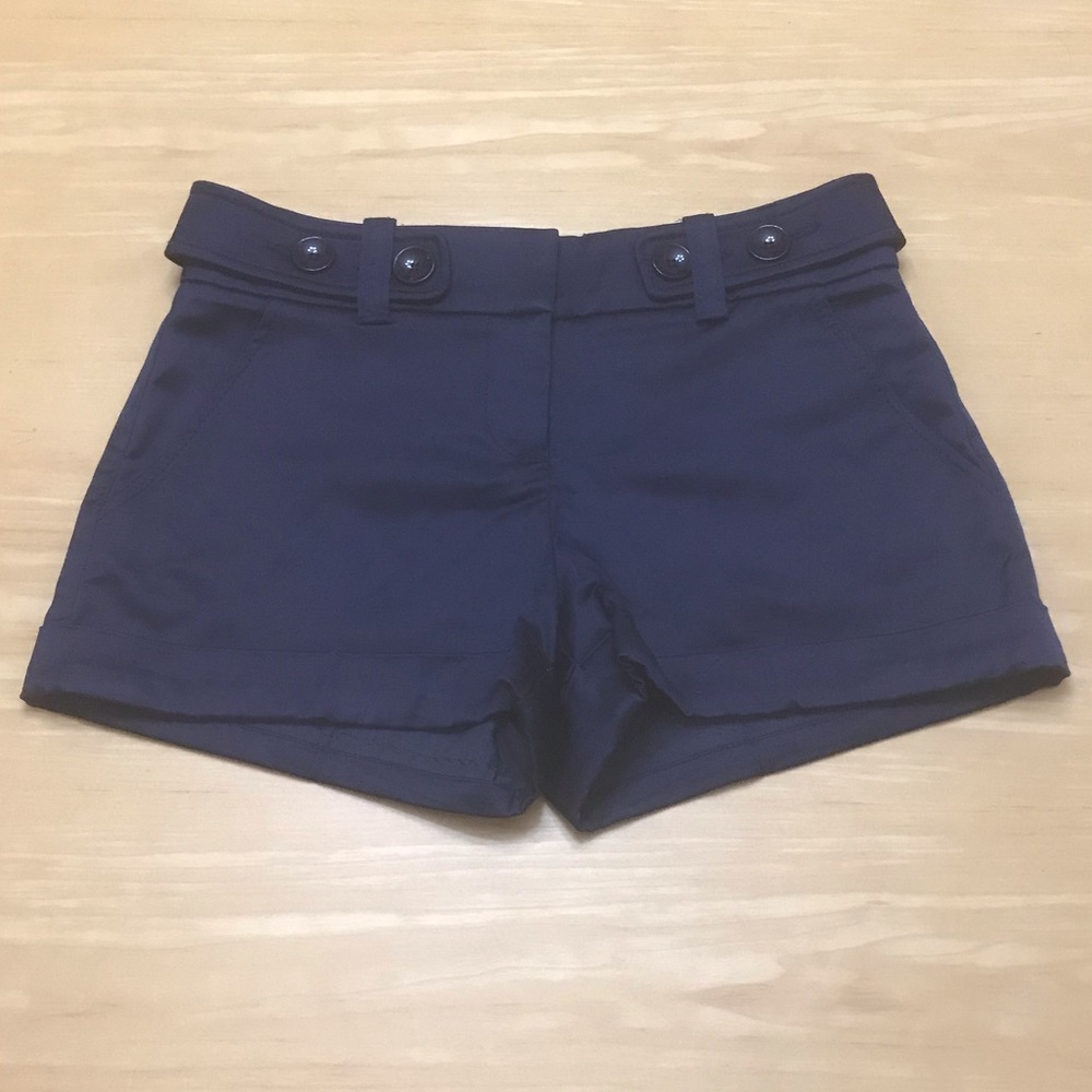 Bebe Navy Satin Cuffed Shorts